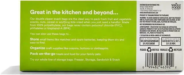 Alt view image 2 of 2 - 365 by Whole Foods Market, Snack Size Storage Bags, Double Zipper, 50 Count