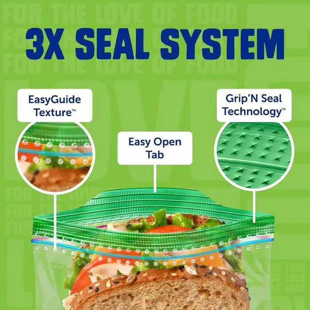 Alt view image 2 of 7 - Ziploc XL Sandwich and Snack Bags, Easy Open and Close, Plastic Food Storage Bags, 30 Bags Total