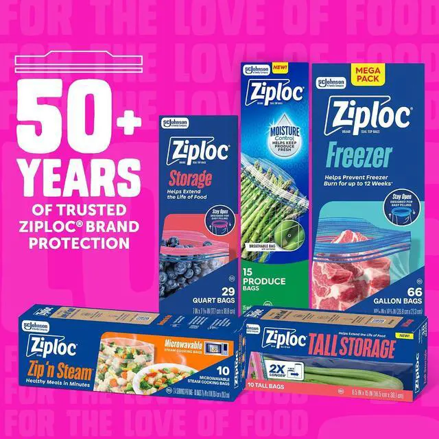 Alt view image 7 of 7 - Ziploc Tall Food Storage Bags, 10 Count