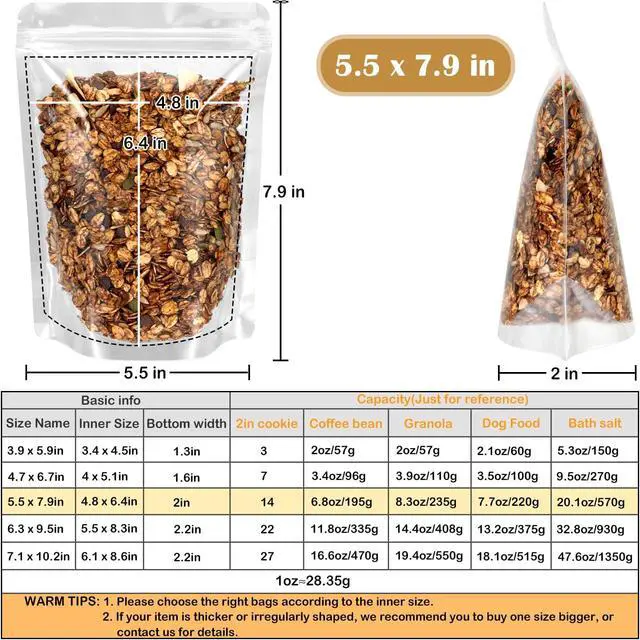 Alt view image 2 of 7 - 50 Pack Clear Resealable Bags for Small Business (5.5 X 7.9 Inches)