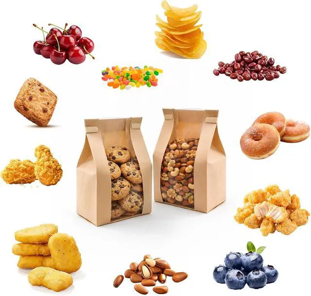 Alt view image 4 of 7 - WIKDAY Paper Cookie Bags with Window 25PCS Small Treat Bread Bakery Bags