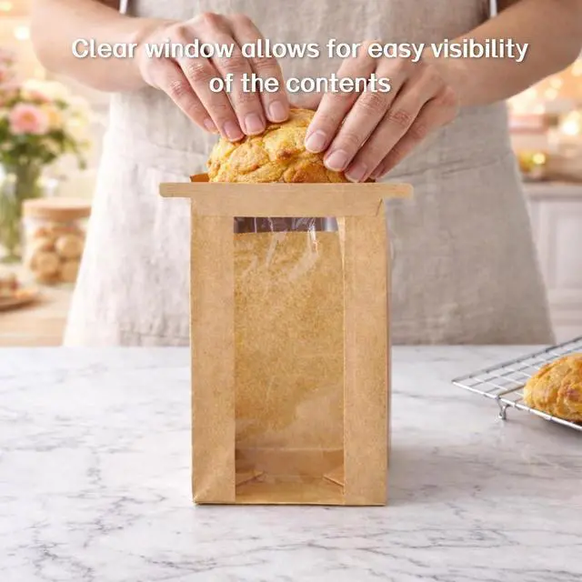 Alt view image 6 of 7 - WIKDAY Paper Cookie Bags with Window 25PCS Small Treat Bread Bakery Bags