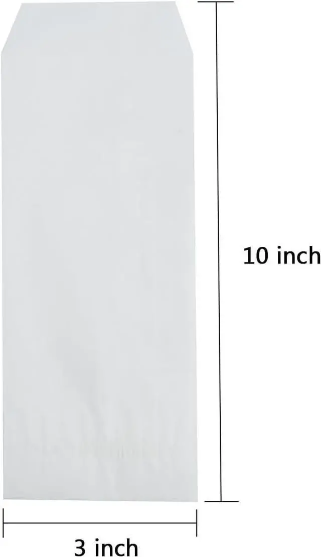 Alt view image 4 of 4 - 200 Count 3x10 Inches White Glassine Paper Bag Cutlery Bags Silverware Bags for Party Bakery Treats Kitchen