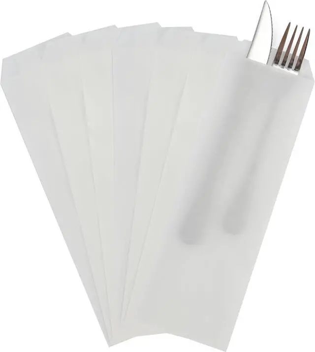 Main image of 200 Count 3x10 Inches White Glassine Paper Bag Cutlery Bags Silverware Bags for Party Bakery Treats Kitchen