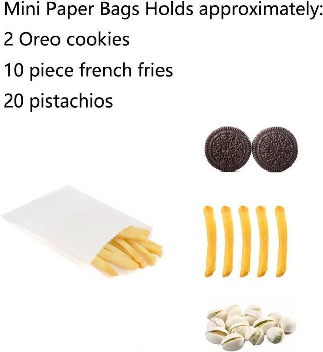 Alt view image 3 of 5 - 100-pack 3x5 Inches Mini Size White Kraft Paper Bags for Bakery Cookies Treats Snacks Popcorn Small Gift bag