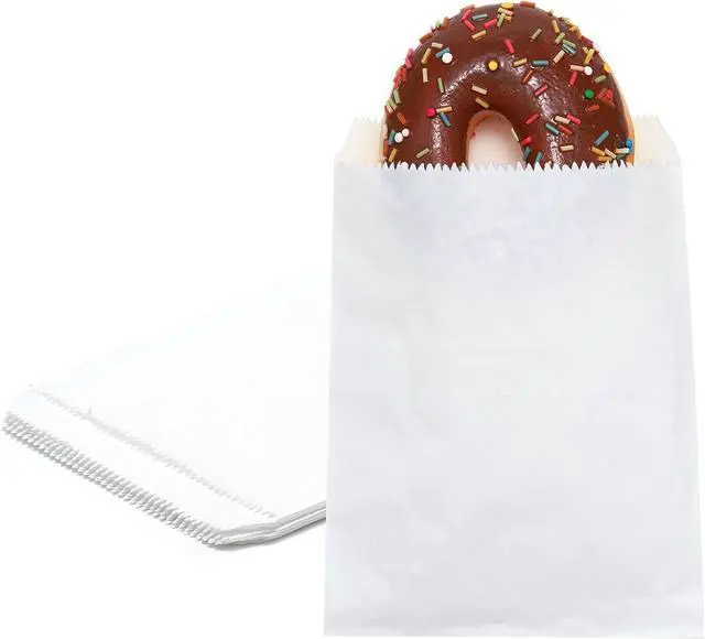 Alt view image 5 of 5 - 100-pack 4x6 Inches White Kraft Paper Bags for Bakery Cookies Treats Snacks Sandwiches Popcorn Small Gift bag