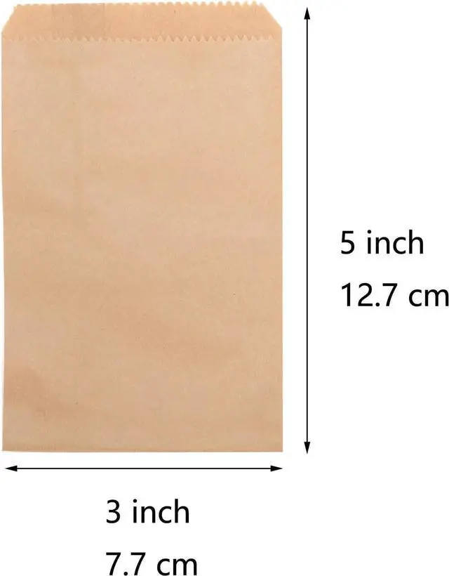 Alt view image 2 of 6 - 100-pack 3x5 Inches Mini Size Natural Kraft Paper Bags for Bakery Cookies Treats Snacks Popcorn Small Gift bag