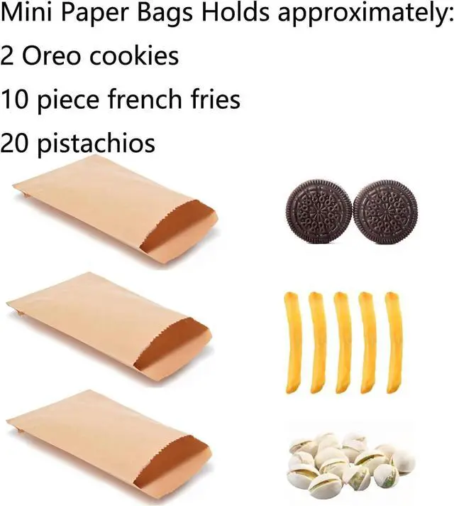Alt view image 4 of 6 - 100-pack 3x5 Inches Mini Size Natural Kraft Paper Bags for Bakery Cookies Treats Snacks Popcorn Small Gift bag