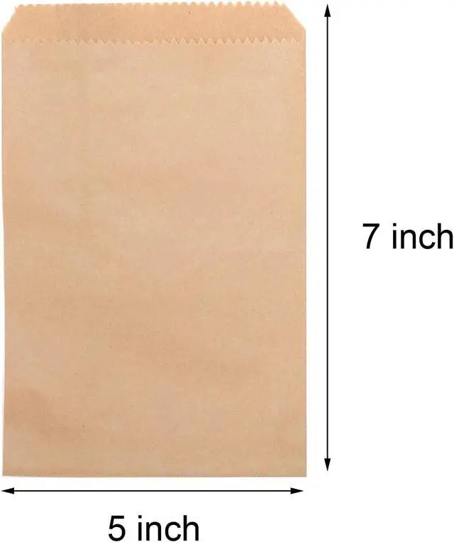 Alt view image 2 of 6 - 100-pack 5x7 Inches Natural Kraft Paper Bags for Bakery Cookies Treats Snacks Sandwiches Popcorn Small Gift bag