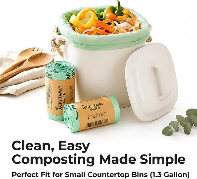 Alt view image 3 of 7 - 1.3 Gallon Compost Bags for Kitchen Countertop Bin, Compostable, 50 Count