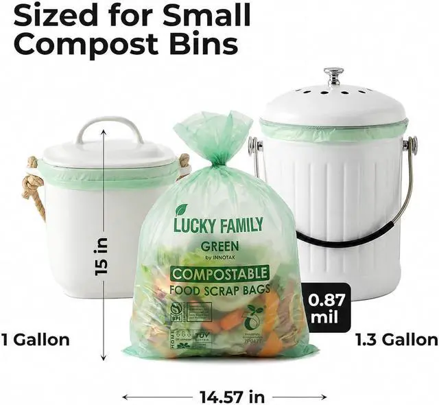Alt view image 2 of 7 - 1.3 Gallon Compost Bags for Kitchen Countertop Bin, Compostable, 50 Count
