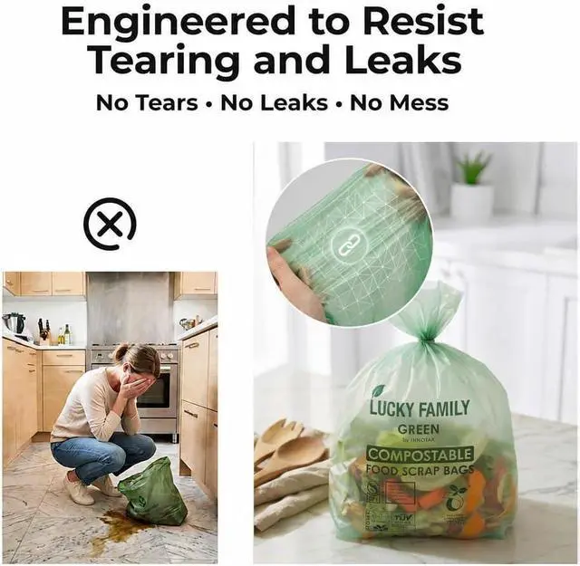Alt view image 5 of 7 - 1.3 Gallon Compost Bags for Kitchen Countertop Bin, Compostable, 50 Count