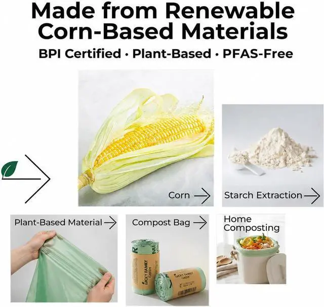 Alt view image 6 of 7 - 1.3 Gallon Compost Bags for Kitchen Countertop Bin, Compostable, 50 Count