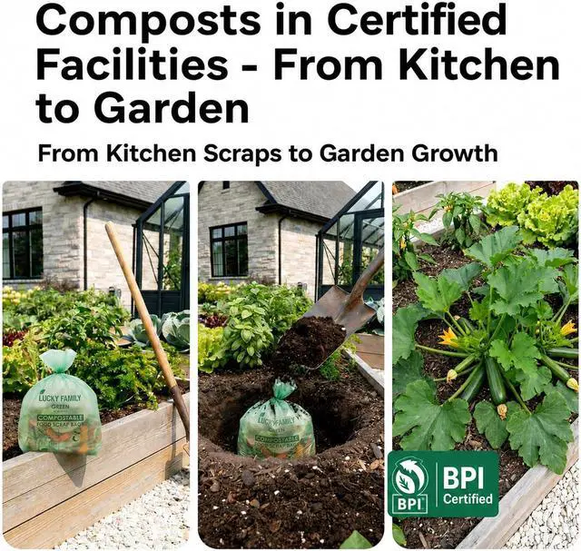 Alt view image 7 of 7 - 1.3 Gallon Compost Bags for Kitchen Countertop Bin, Compostable, 50 Count