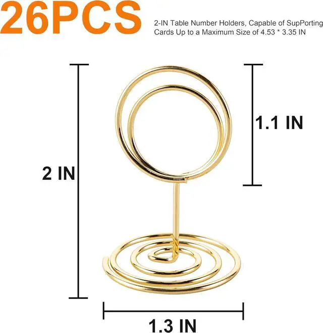 Alt view image 2 of 7 - Table Number Holders, 26PCS Place Card Holder, Photo Holder (2" Gold)