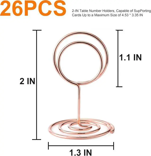 Alt view image 2 of 7 - Table Number Holders, 26PCS Place Card Holder, Photo Holder (2" Rose Gold)