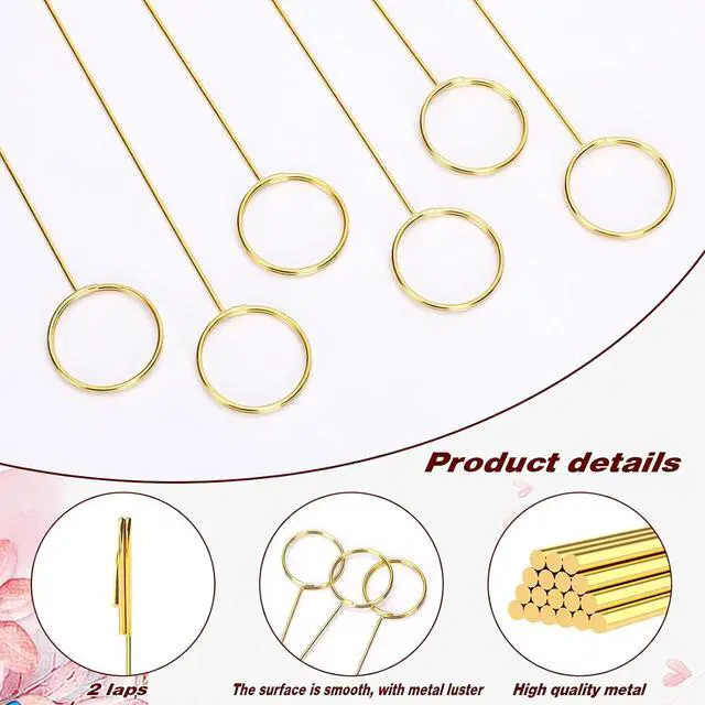 Alt view image 3 of 7 - 20Pcs Place Card Holder, Metal Floral Place Card Holder, Gold Table Number Holders, Round Shape Flower Pick Clips, Gold Metal Card Picture Holder Pick, Floral Gift Card Holder Clips for Wedding P
