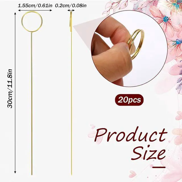 Alt view image 2 of 7 - 20Pcs Place Card Holder, Metal Floral Place Card Holder, Gold Table Number Holders, Round Shape Flower Pick Clips, Gold Metal Card Picture Holder Pick, Floral Gift Card Holder Clips for Wedding P