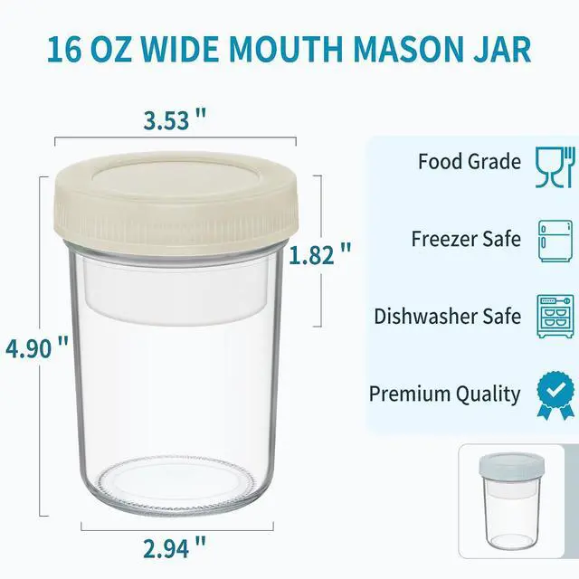 Alt view image 4 of 7 - Xyptorix 2 Pack 16 oz Overnight Oats Jars with Airtight Lids, Divided Cups