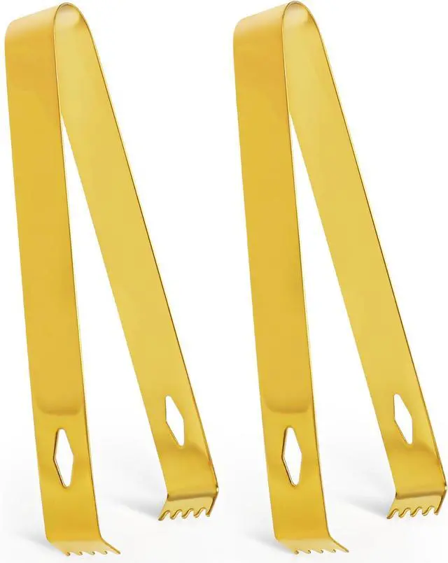 Main image of USATDD 2 Pack Gold Serving Tongs 5.9 Inches Ice Sugar Tongs Food-Grade Stainless Steel Food Appetizer Tongs Kitchen Tongs for Serving and Cooking for Party Coffee Bar, Gold Tongs
