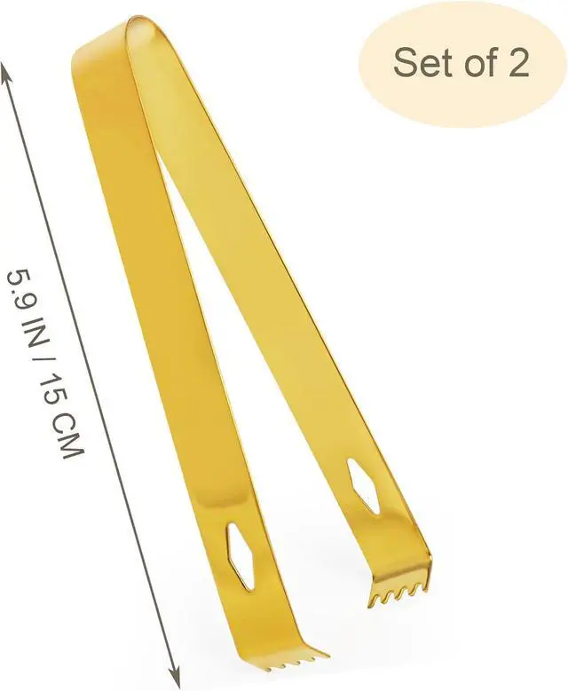 Alt view image 2 of 5 - USATDD 2 Pack Gold Serving Tongs 5.9 Inches Ice Sugar Tongs Food-Grade Stainless Steel Food Appetizer Tongs Kitchen Tongs for Serving and Cooking for Party Coffee Bar, Gold Tongs
