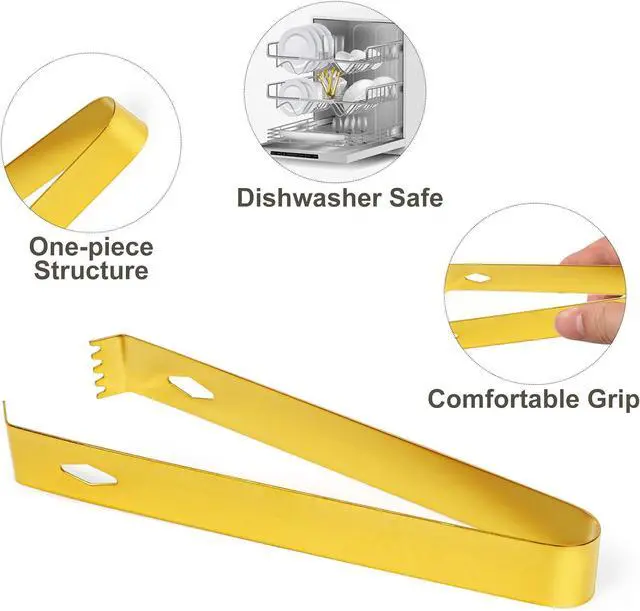 Alt view image 3 of 5 - USATDD 2 Pack Gold Serving Tongs 5.9 Inches Ice Sugar Tongs Food-Grade Stainless Steel Food Appetizer Tongs Kitchen Tongs for Serving and Cooking for Party Coffee Bar, Gold Tongs