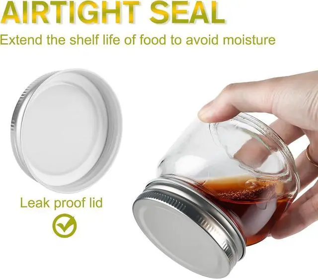 Alt view image 3 of 7 - 8oz Mason Jars with Lids, 4 Pack Small Regular Mouth Glass Canning Jars