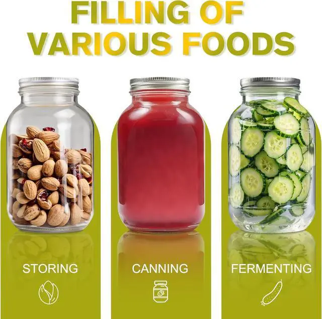 Alt view image 4 of 7 - 8oz Mason Jars with Lids, 4 Pack Small Regular Mouth Glass Canning Jars