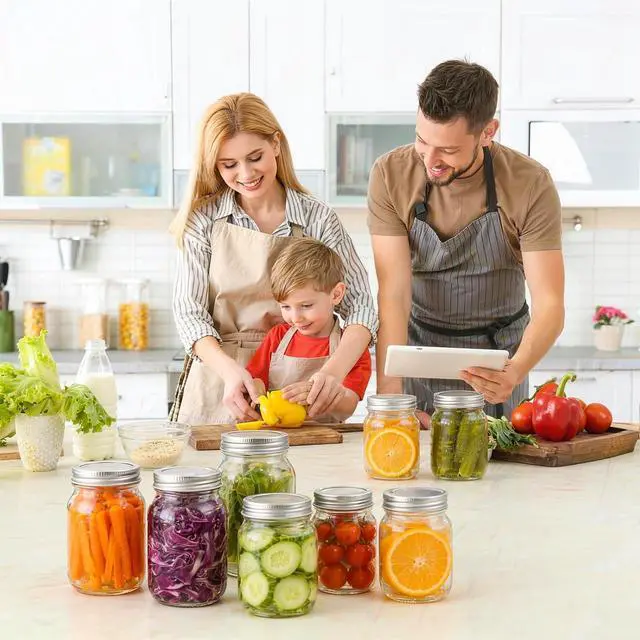 Alt view image 6 of 7 - 8oz Mason Jars with Lids, 4 Pack Small Regular Mouth Glass Canning Jars