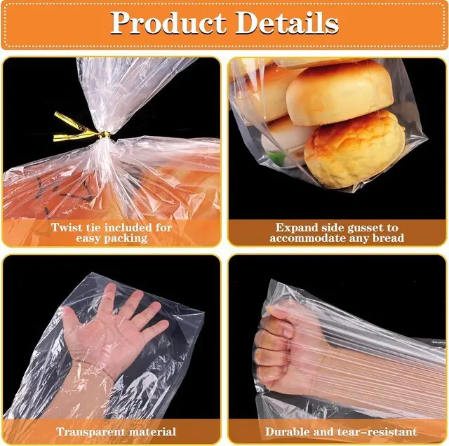 Alt view image 4 of 7 - Bread Bag,Plastic Bread Bags for Homemade Bread,30pcs Bread Loaf Bags