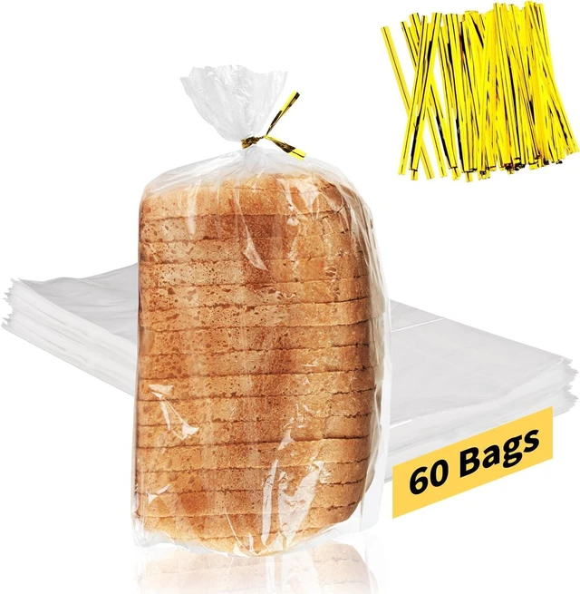 Main image of Bread Bags,60 Pack Plastic Bread Bags for Homemade Bread,Bread Loaf Bags