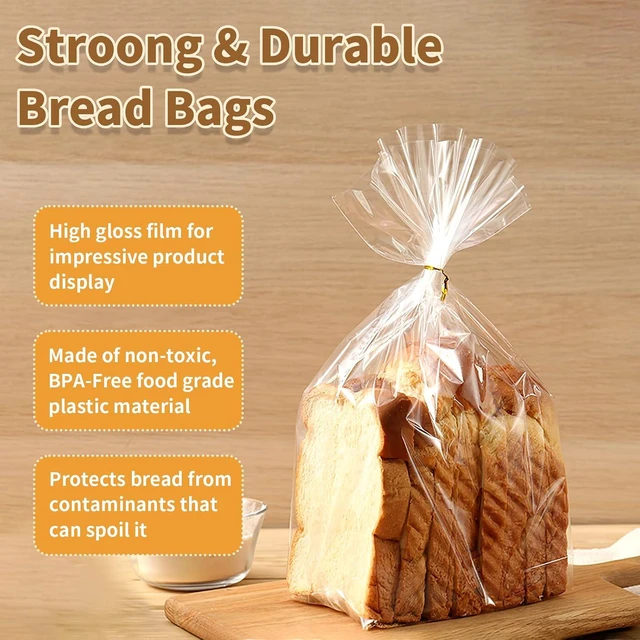 Alt view image 4 of 7 - Bread Bags,60 Pack Plastic Bread Bags for Homemade Bread,Bread Loaf Bags