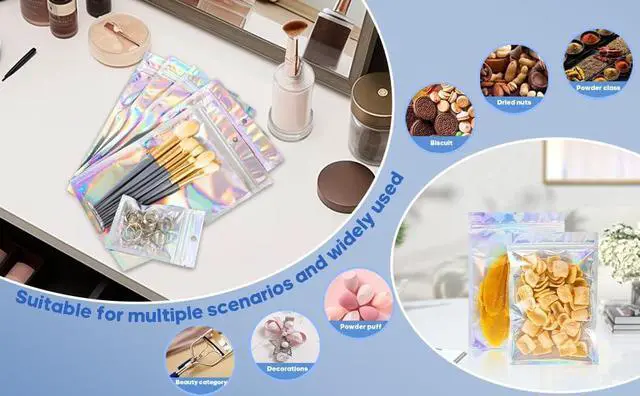 Alt view image 6 of 7 - 100pcs Holographic Bags,5.5x7.8 inch Resealable Zipper for small business