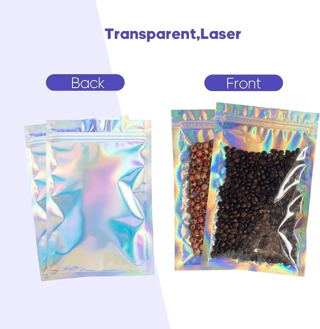 Alt view image 4 of 7 - 50Pcs Holographic Packaging Bags,6x9 inch Resealable Smell Proof Bags