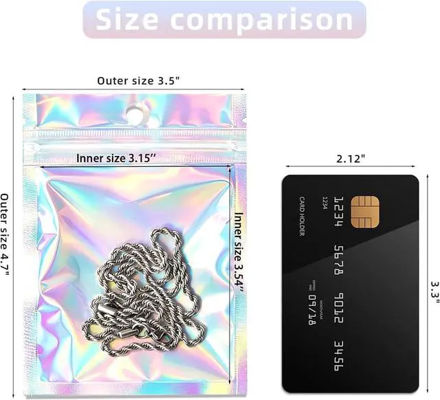 Alt view image 2 of 7 - 100Pcs Holographic Packaging Bags 3.5x4.7 inch