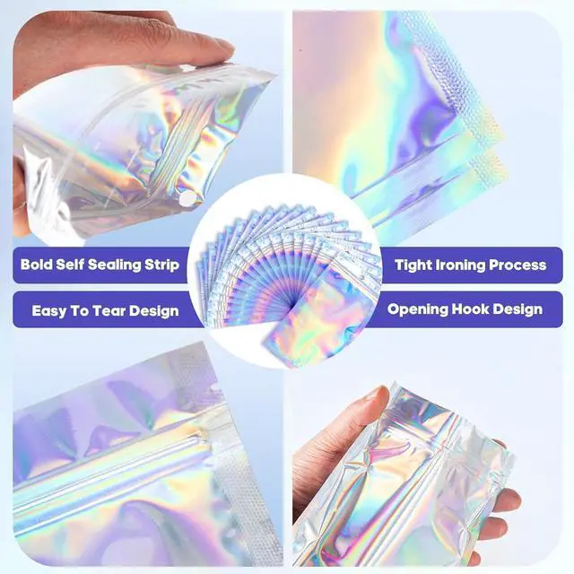 Alt view image 5 of 7 - 100Pcs Holographic Packaging Bags 3.5x4.7 inch