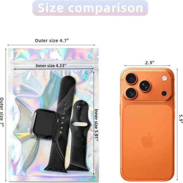 Alt view image 2 of 7 - 100Pcs Holographic Packaging Bags, 4.7x7 inch Resealable Foil Pouch