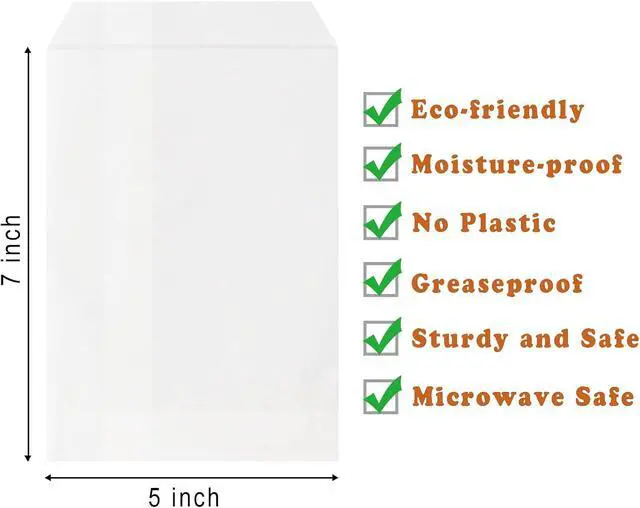 Alt view image 2 of 7 - Wax Paper Bags, Glassine Bags 5x7 Inches, 100 Pcs White Paper Cookie Sleeves for Treat