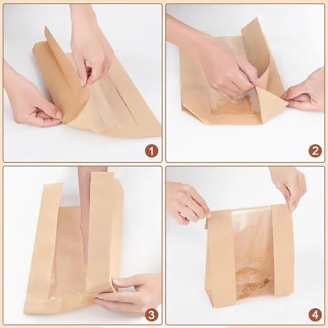 Alt view image 6 of 7 - 30 Pcs Sourdough Bread Bags, 13.7x8.2x3.5inch Bread Bags for Homemade, Large Kraft Paper Bakery Bag with Window for Baked Food Packaging Storage, Pack Breakfast and Lunch, Large Kraft Brown