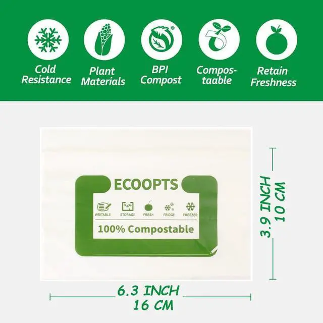 Alt view image 2 of 6 - 100% Compostable Snack Zip Bag | ECO-Friendly Small Storage Bags | Freezer Bag | Plant-Based BPA-free | Seal well for Cookie, Chips and Snack (1, Small)