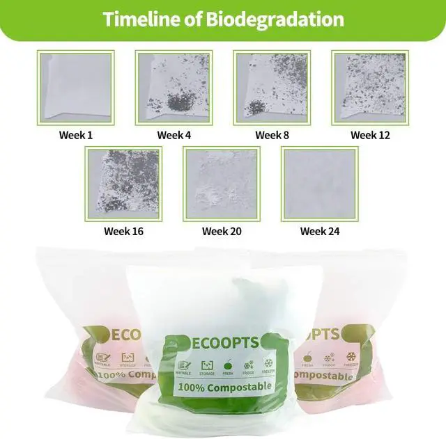 Alt view image 6 of 7 - 100% Compostable Large Gallon Zip Bag | ECO-Friendly Food Storage Bags | Freezer Bag | Plant-Based BPA-free | Seal well for Fruit,Food and Snack (1, Large)