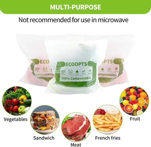 Alt view image 7 of 7 - 100% Compostable Large Gallon Zip Bag | ECO-Friendly Food Storage Bags | Freezer Bag | Plant-Based BPA-free | Seal well for Fruit,Food and Snack (1, Large)