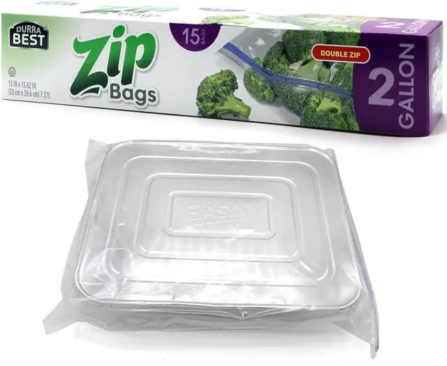 Main image of 2 Gallon Storage Zip Bags - 15 Count | Extra Large, Leak-Proof, Freezer Safe & Resealable Food Storage Bags with Double Zip Lock | Heavy-Duty, BPA-Free, Multi-Purpose - DURRA BEST