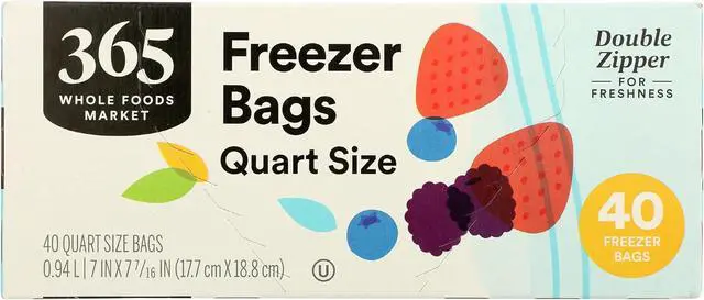 Alt view image 3 of 6 - 365 by Whole Foods Market, Quart Size Freezer Bags, Double Zipper, 40 Count