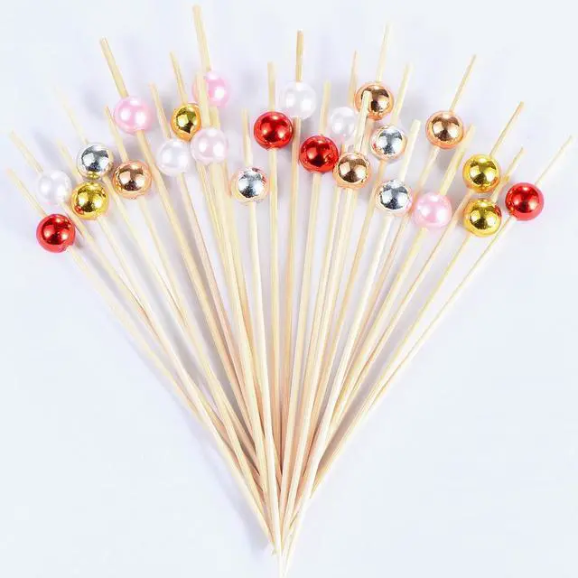 Alt view image 4 of 6 - JtmyAota 100 Pcs Pearl Toothpicks, 4.7 Inch Pink Pearl Cocktail Picks