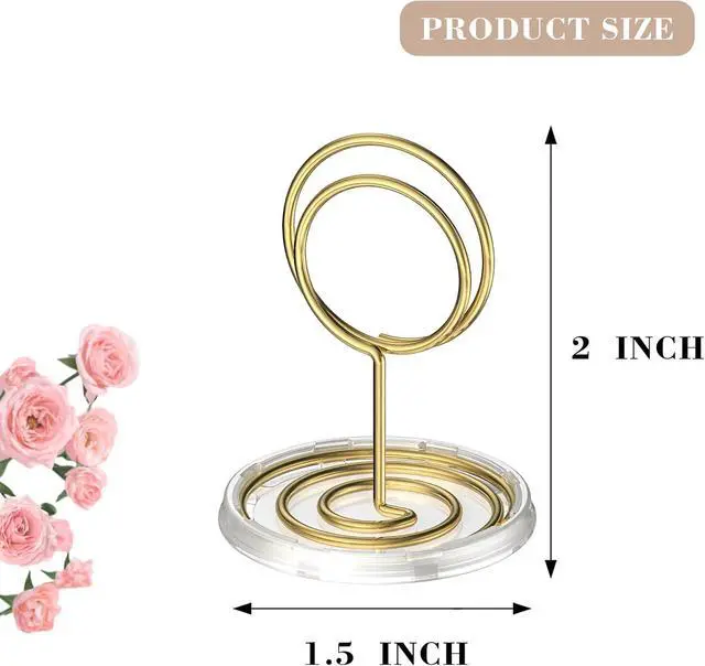 Alt view image 3 of 7 - 30 Pack Gold Table Number Holders with Clear Stable Base Metal Place Card Holders for Table, Photo Picture Stands Card Holders for Wedding Party Banquet Restaurant Events (Gold)