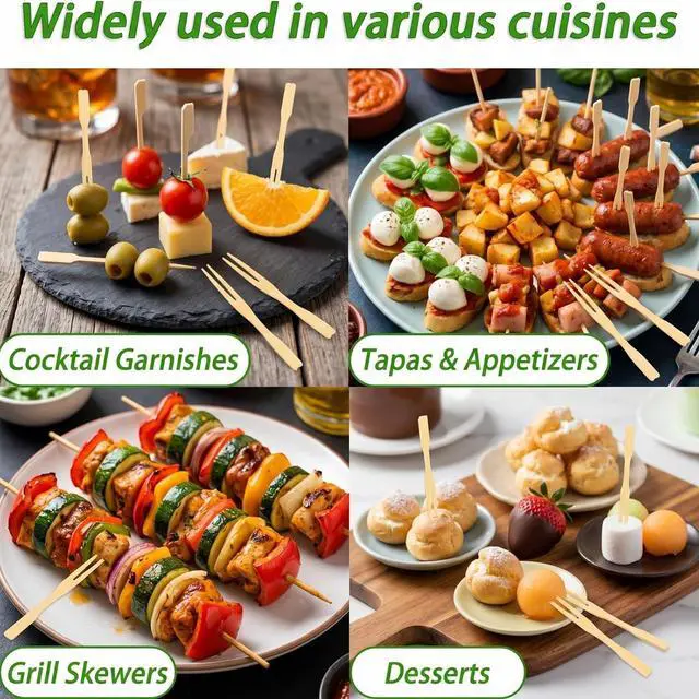 Alt view image 5 of 6 - Jovitec 220 Pcs Mini Bamboo Forks 3.5 Inch Appetizer Cocktail Forks Bulk disposable Wood Toothpicks Double Prong Charcuterie Picks for Birthday Party Wedding Food Fruit Supply
