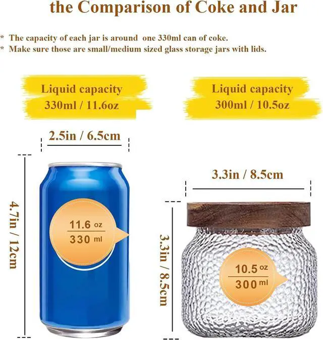 Alt view image 2 of 7 - Viovian 10 OZ Glass Jar with Lid Food Vintage Decorative Glass Storage Jars Coffee Nuts Canister Anti-Slip Kitchen Container for Sugar Candy Cookie Spice Tea 300ML