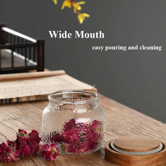 Alt view image 5 of 7 - Viovian 10 OZ Glass Jar with Lid Food Vintage Decorative Glass Storage Jars Coffee Nuts Canister Anti-Slip Kitchen Container for Sugar Candy Cookie Spice Tea 300ML