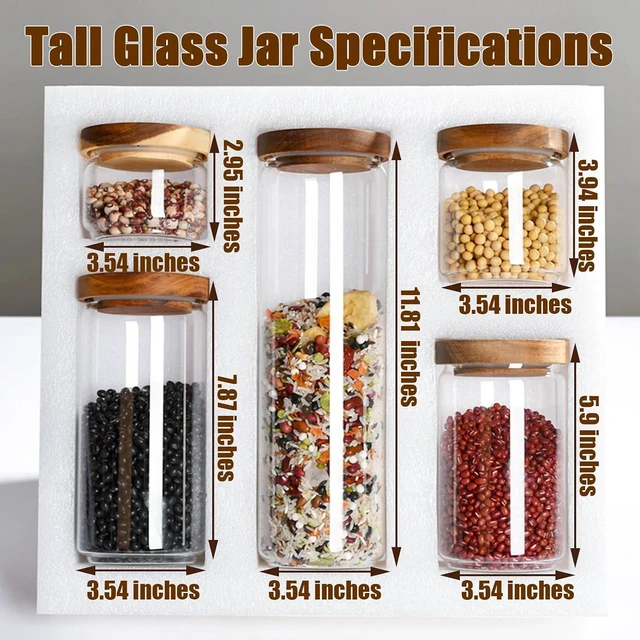 Alt view image 2 of 7 - Viovian 10 OZ Glass Jar with Wooden Lid Clear Glass Coffee Storage Jars Airtight Kitchen Food Canister for Sugar Candy Cookie Spice Nuts Tea 300ML